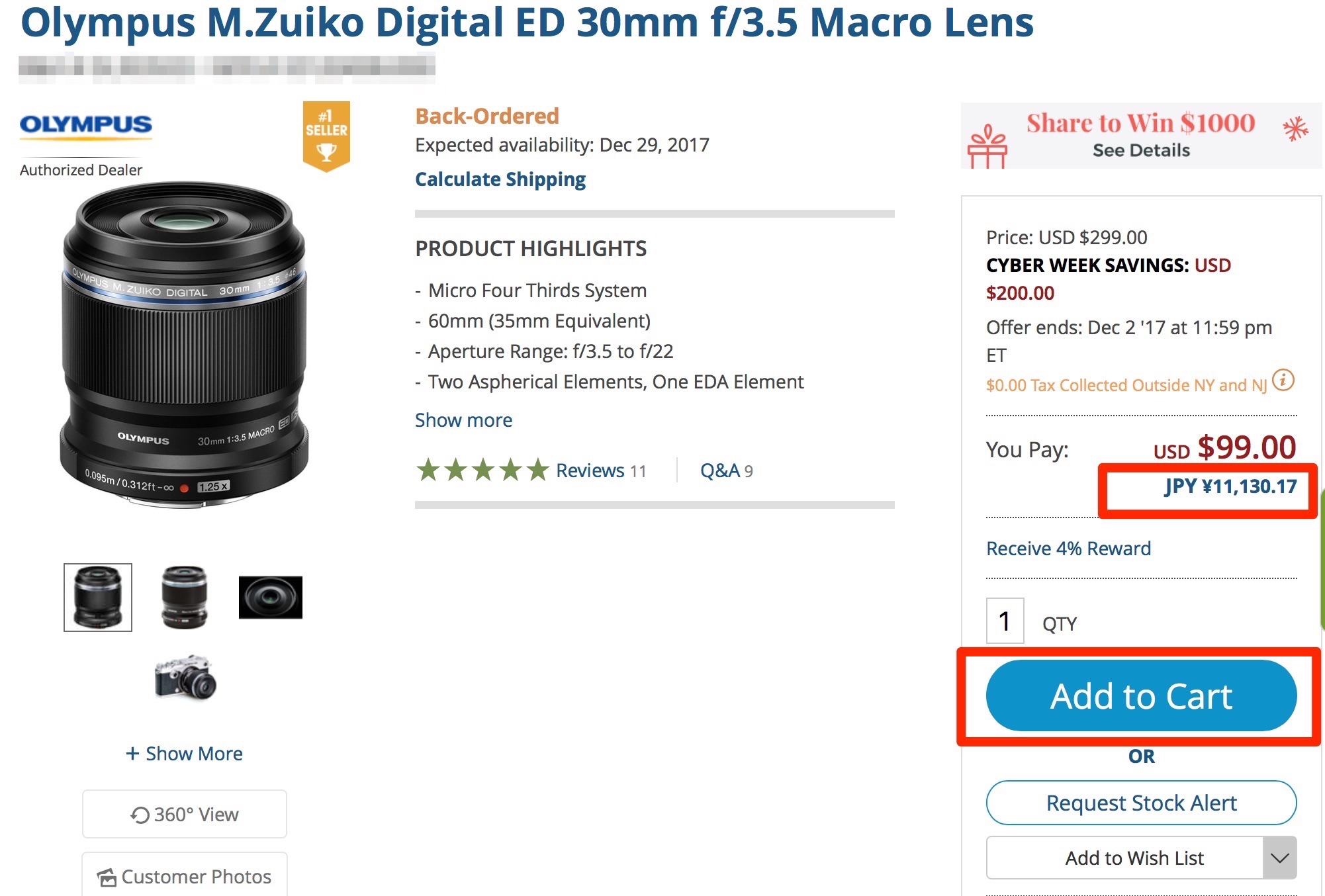 f1ba28fd448d717a3926710680a16c7b 1 - M.ZUIKO DIGITAL ED 30mm F3.5 MacroをB&Hで購入しました